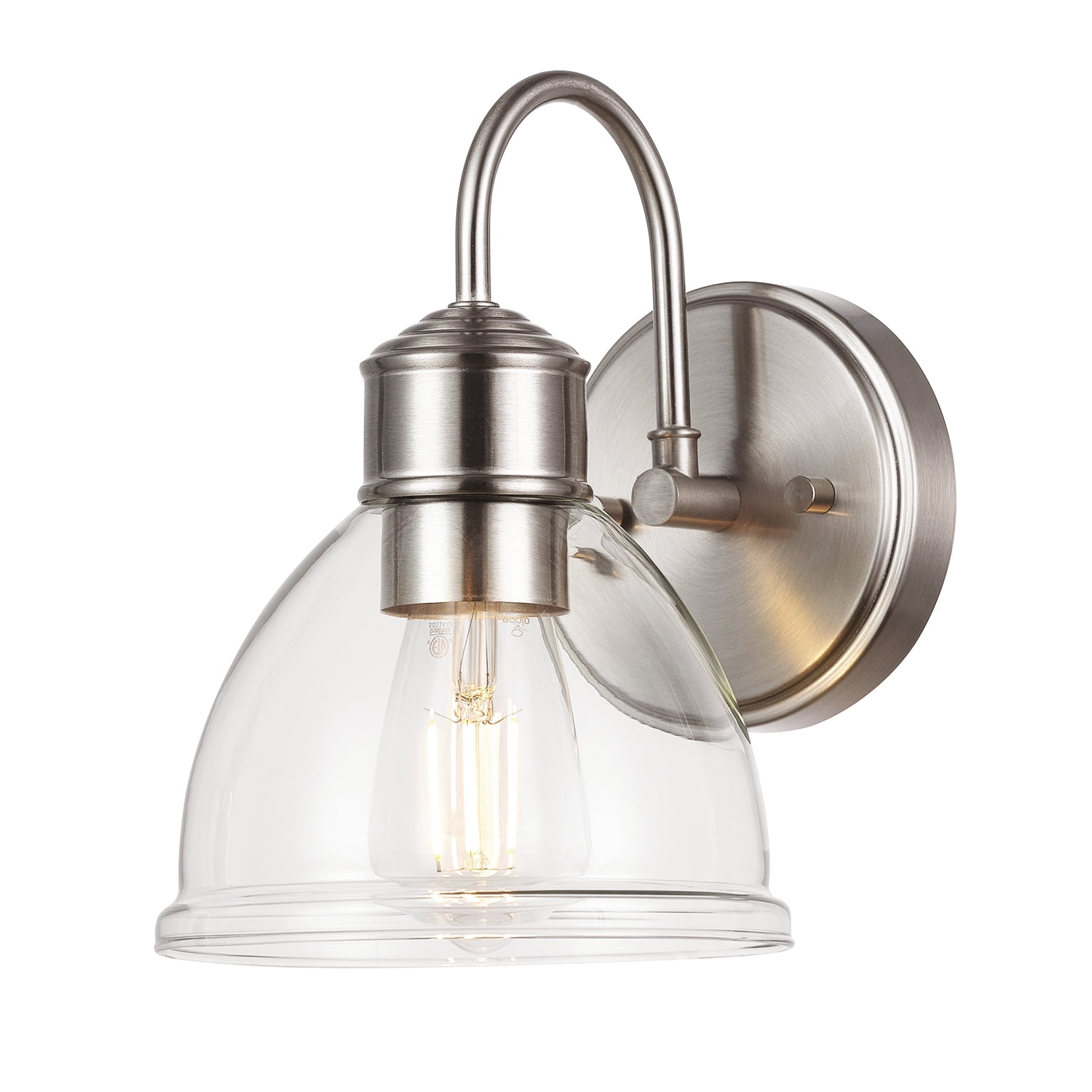Better Homes Gardens Glass Sconce Wall Light Satin Nickel