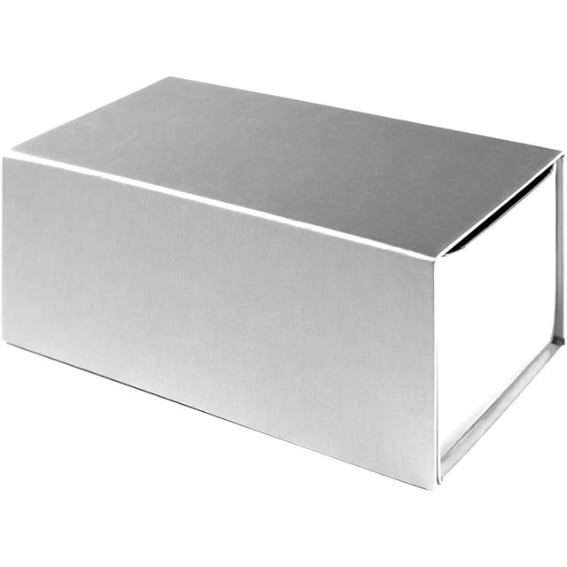 Silver Gift Box with Lid and Magnet Closure, Large Size, Perfect for Gifting, Product Packaging, Shipping and Storage, Measures 10" x 8.25" x 4", Pack of 2