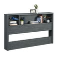 thumbnail image 4 of Bed Frame Full/Queen Bookcase Headboard, Denim+Brown finish,Platform Bed Frame, 4 of 5