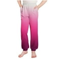 thumbnail image 4 of Girls Lounge Pants 5t Soft Gradient Joggers Pants with Pockets Pull-On Casual Kids Fall Trousers Hot Pink, 3 T, 4 of 6