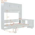 thumbnail image 3 of Harper & Bright Designs Queen Murphy Bed Wall Bed with Desk, Wood Queen Size Cabinet Bed Folding Wall Bed with Storage Shelves and Cabinets for Guest Room Office, White, 3 of 16