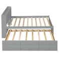 thumbnail image 5 of Wood Platform Bed with built-in USB ,Type-C Ports, LED light, Bookcase Headboard, Trundle and 3 Storage Drawers, Bed Frame Storage Bed w/ Wooden Slats for Boy Girl, 5 of 9