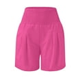 thumbnail image 4 of Fesfesfes Linen Blend High Waist Shorts for Kids Girls 4-14 Years Smocked Casual Summer Shorts Loose Wide Leg Comfortable Playwear(Hot Pink,12 Years), 4 of 6