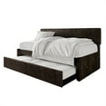 thumbnail image 4 of Castle Place Plush Corduroy Velvet Upholstered Twin Daybed with Trundle, Brown, 4 of 7