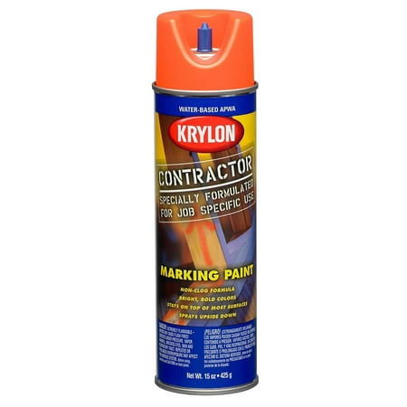 Krylon (K07320007-6 PK Fluorescent Orange Water Based Marking Paint - 15 oz. Aerosol, (Case of 6)