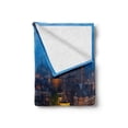 thumbnail image 2 of City Soft Flannel Fleece Throw Blanket, Night View of Amsterdam Famous Landmark European Urban Travel Architecture, Cozy Plush for Indoor and Outdoor Use, 60" x 80", Blue Marigold Tan, by Ambesonne, 2 of 6