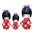 thumbnail image 2 of 3 piezas de madera japonesa muñeca hecha a muñeca figura coleccionable regalo muñecas muñeca estatuil para decoración de mesa adornos navideños Rojo Yotijar muñecas japonesas, 2 of 10