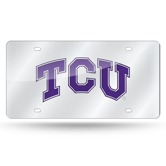 TCU Horned Frogs Mirrored Laser Cut License Plate Laser Tag