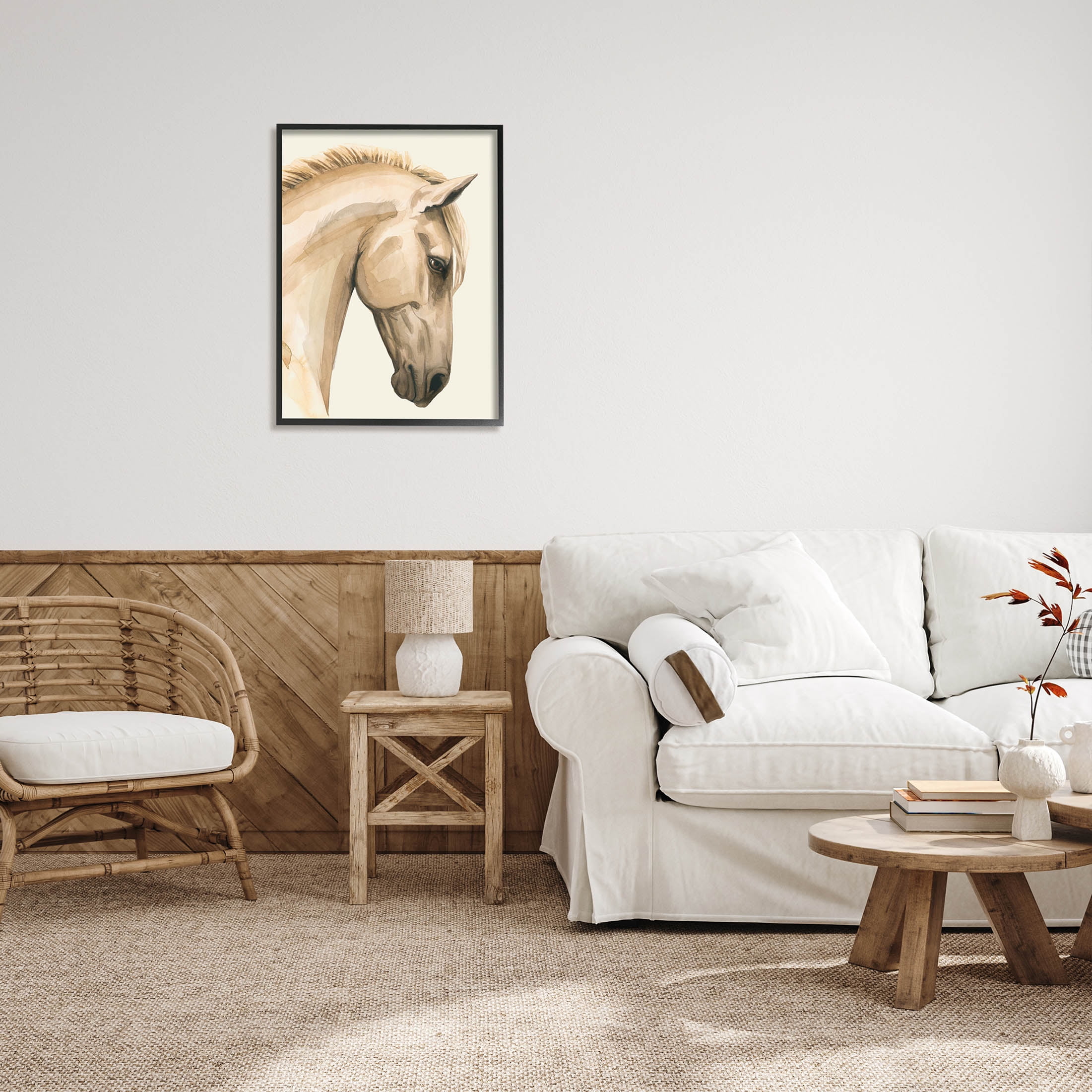 Stupell Industries Horse Portrait Farm Animal Graphic Art Black Framed Art Print Wall Art, Design by Grace Popp
