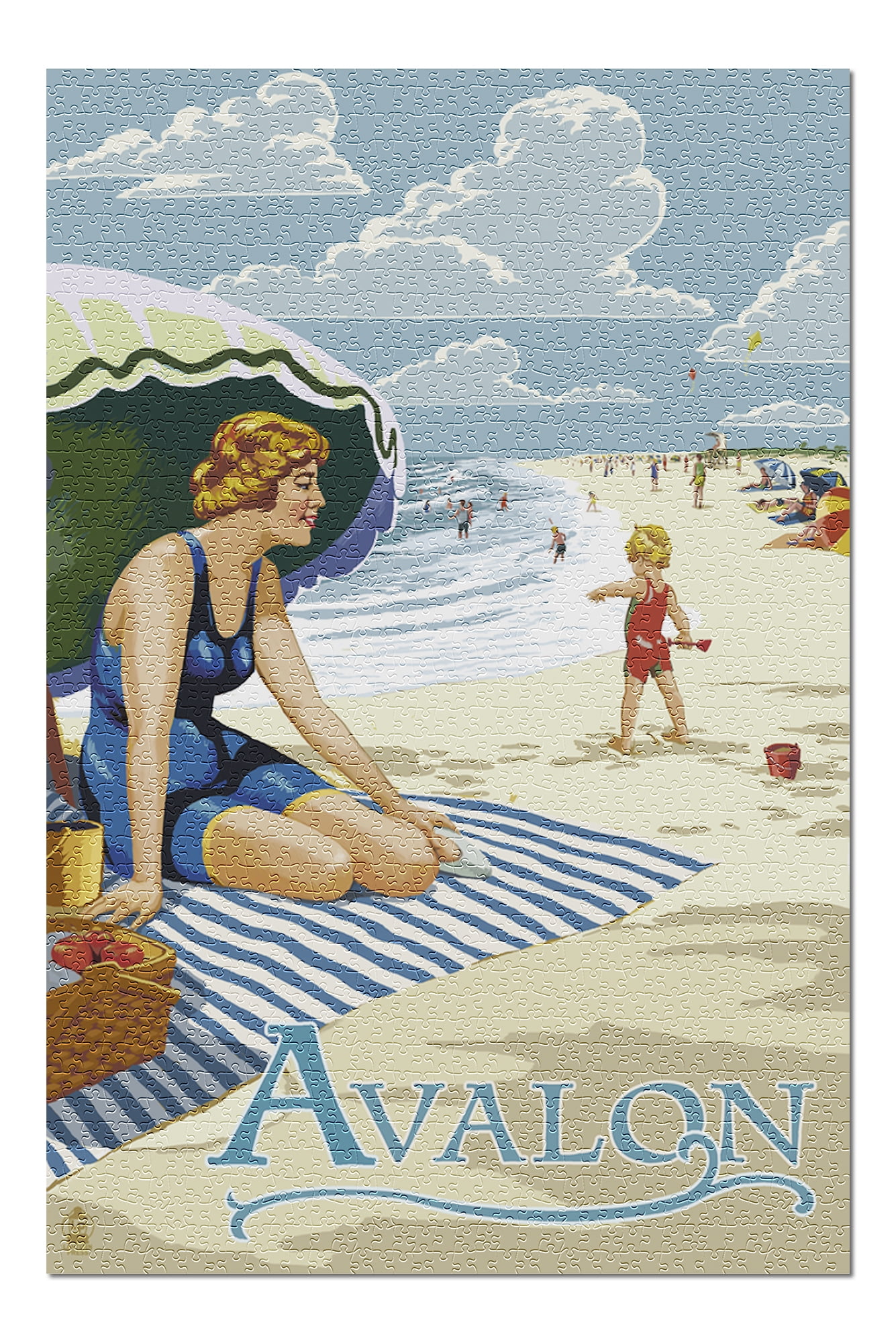 Avalon, New Jersey - Woman on Beach (20x30 Premium 1000 Piece Jigsaw ...