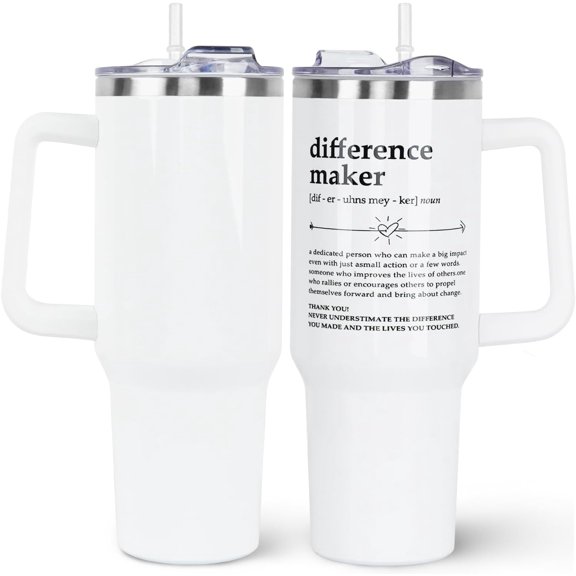 Thank You Gifts for Women 40oz Tumbler with Handle and Straw Lid,Retirement Gifts Vacuum Insulated Leak Proof Tumbler Boss Lady Gifts for Women,Appreciation Gifts Stainless Steel,Difference Maker