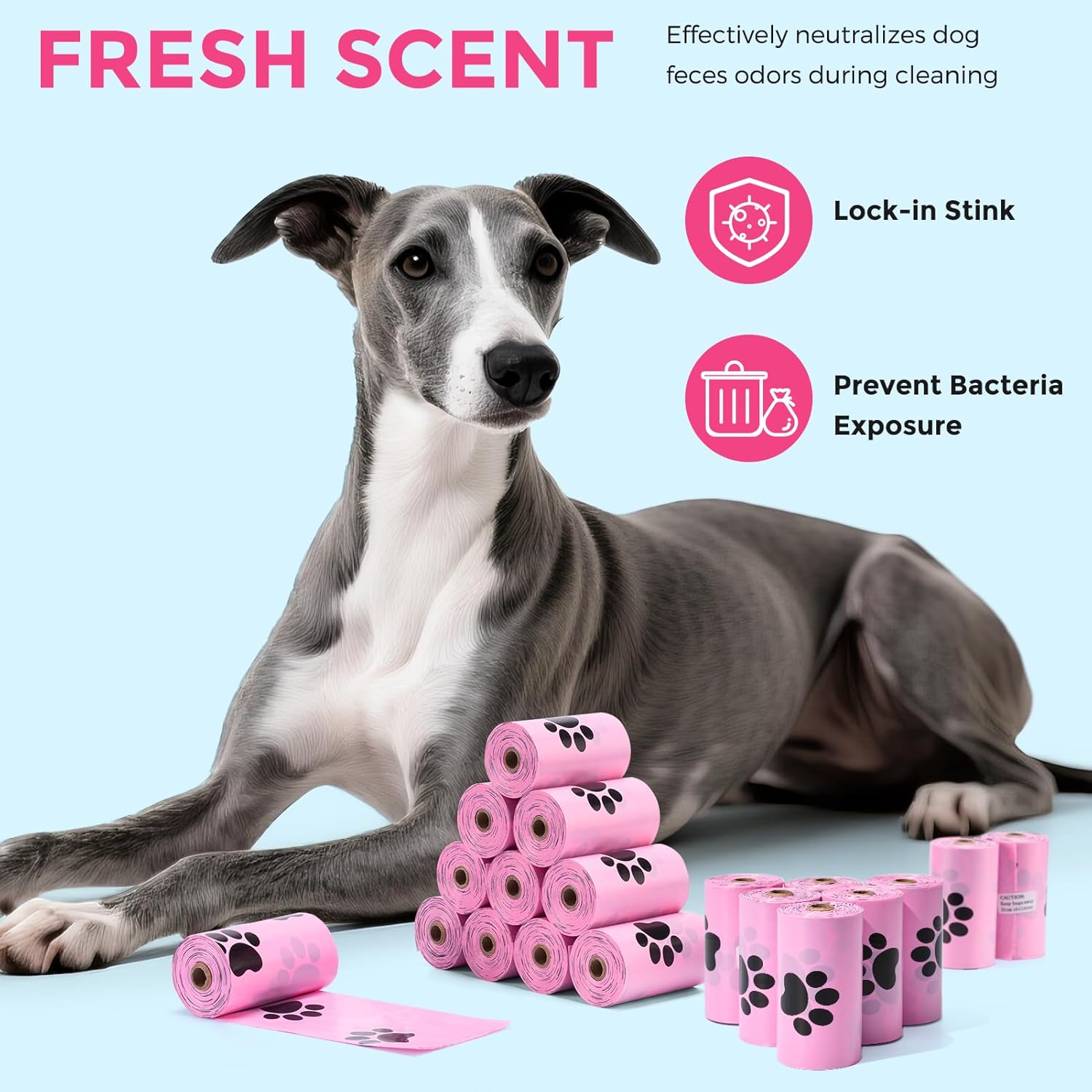 Scented Dog Poop Bags,Leak Proof Pet Waste Bags for Dog Walking,Extra Thick and Large Cat Litter Bags for Poop,30 Refill Rolls,600 Bags,9x13",Pink