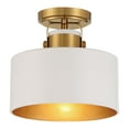 thumbnail image 2 of Possini Euro Design Courtney Modern Ceiling Light Semi Flush Mount Fixture 10" Wide Soft Gold Metal White Drum Shade for Bedroom Kitchen Living Room, 2 of 9