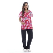 Just Love Nursing Scrubs Set for Women / Print Scrubs (V-Neck) (You Have My Heart Print with Black Pants, Medium)