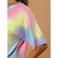 thumbnail image 6 of INSPIRE CHIC Women's Tie Dye Short Sleeve T-Shirt and Drawstring Shorts Pajamas Sets S Pink, 6 of 7