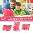 thumbnail image 3 of ELEHOLD Rugged Heavy Duty Case for Kindle Fire HD 8/ Fire HD 8 Plus (12th Gen 2022 Release), Kids Friendly 360° Rotating Kickstand Handle Grip Shoulder Strap Shockproof Case,Colorful/Rose, 3 of 8