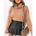 thumbnail image 3 of Faux Leather Skirts For Women High Waisted Ruffled Hem Mini Skirt High quality, 3 of 5