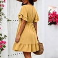 thumbnail image 7 of QUNYINEY Women's Plus Size Summer Dresses Short Sleeve Polka Dot Midi A Line Dress Ruffle Crew Neck Casual Loose Fit Dresses, 7 of 7