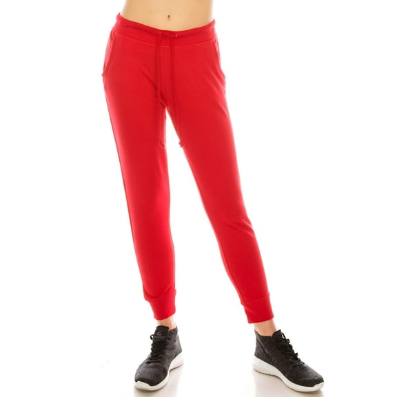 Women's Casual Jogger Pants Sweatpants Elastic Waist Red Size M