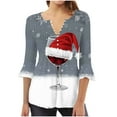 thumbnail image 1 of Camisetas con Cuello en V Mujeres Moda Impresa 3/4 Mangas Blusa, Top Cómodo Casual para el Hogar Y Diario, 1 of 4