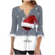 thumbnail image 1 of Camisetas con Cuello en V Mujeres Moda Impresa 3/4 Mangas Blusa, Top Cómodo Casual para el Hogar Y Diario, 1 of 4