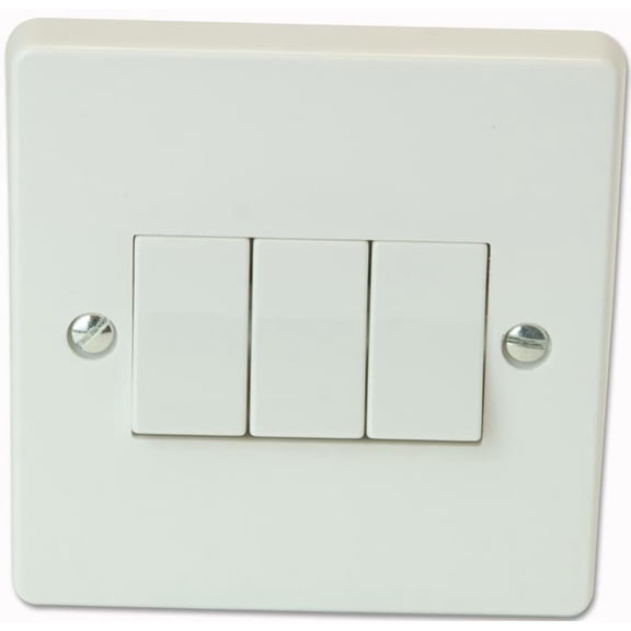 CRABTREE - 10AX 3 Gang 2 Way SP Light Switch, White
