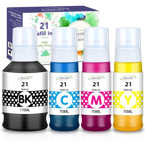Botellas de tinta Topcolor GI-21 G3270 G3260 Impresora Canon compatibles