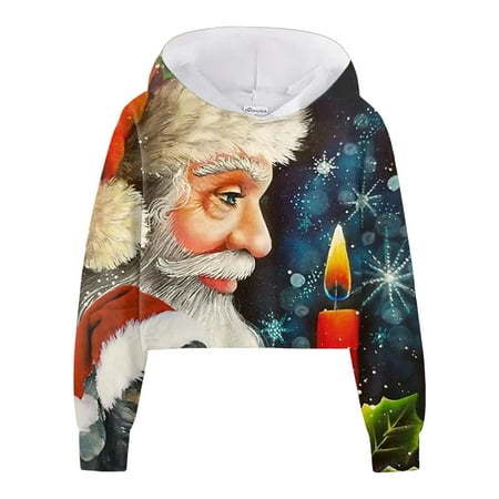 

XIFHUI Christmas Girls Sweatshirt Girls Kids Casual Loose Active Full Sleeves Hoodies Sweatshirts Hooded Short Pullover Letter Print Striped Teen Crop Tops Girls Tops (Hot Pink 18-24 Months)