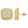 thumbnail image 3 of 10K Yellow Gold Round Cut Diamond Studs Halo Frame Square 14mm Earrings 1.34 Ct., 3 of 5