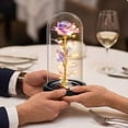 thumbnail image 5 of Glass Dome Gold Foil Rose Ornament with LED Fairy Lights, Shatterproof Everlasting Flower Decor for Home, Romantic Valentine's Day Birthday Anniversary Gifts for Women, Elegant Table Centerpiece, 5 of 6