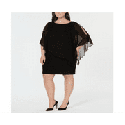 Xscape Women's Plus Beaded Chiffon Popover Dress Black Size 18W