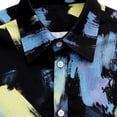 thumbnail image 5 of GUZOM Mens Abstract Print Short Sleeve Button Down Shirt, Stretch Wrinkle Resistant Casual Hawaiian Style Vacation Top, Black,Size S, 5 of 8