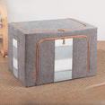 thumbnail image 1 of Cajón de armario doméstico, artefacto, caja de almacenamiento grande, caja de almacenamiento de ropa de algodón y lino con tres ventanas, 1 of 5