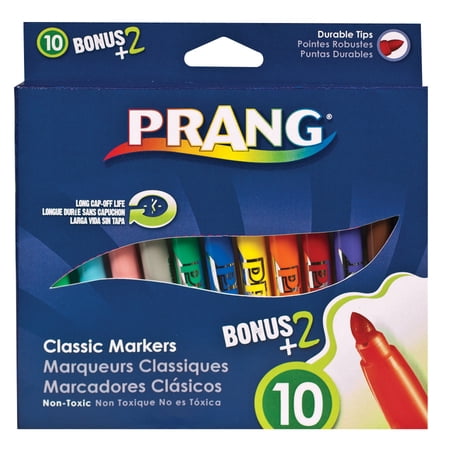 Prang Classic Art Markers, Bullet Tip, Assorted Colors, Pack of 12