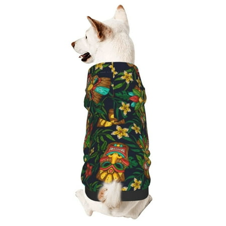 Haiem Mask Tropical Flower for Winter Dog Hoodie Sweatshirts with Pockets Warm Dog Clothes for Small Dogs Chihuahua-X-Small