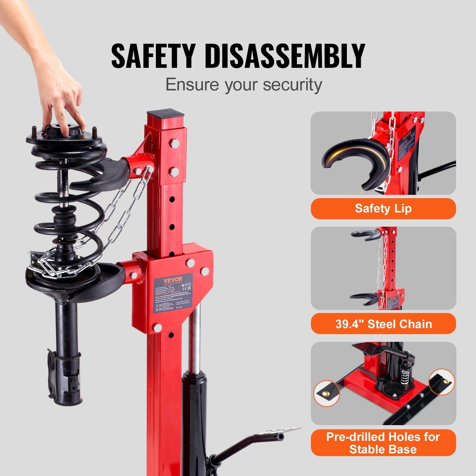 4.5 Ton Hydraulic Strut Spring Compressor, 9920 LBS Capacity, 1 Ton Compression Force, Auto Strut Coil Spring Remover Tool for Car Repair & Maintenance