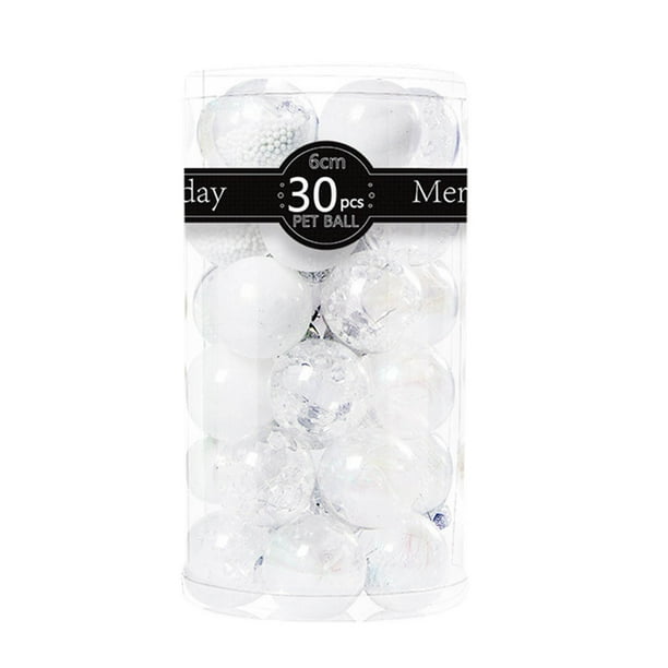 30 bolas navideñas de 6 cm para decorar el árbol de Navidad, varios estilos, para fiestas, árboles de Navidad, bolas de cristal brillantes, decoración para ventanas, regalo único para