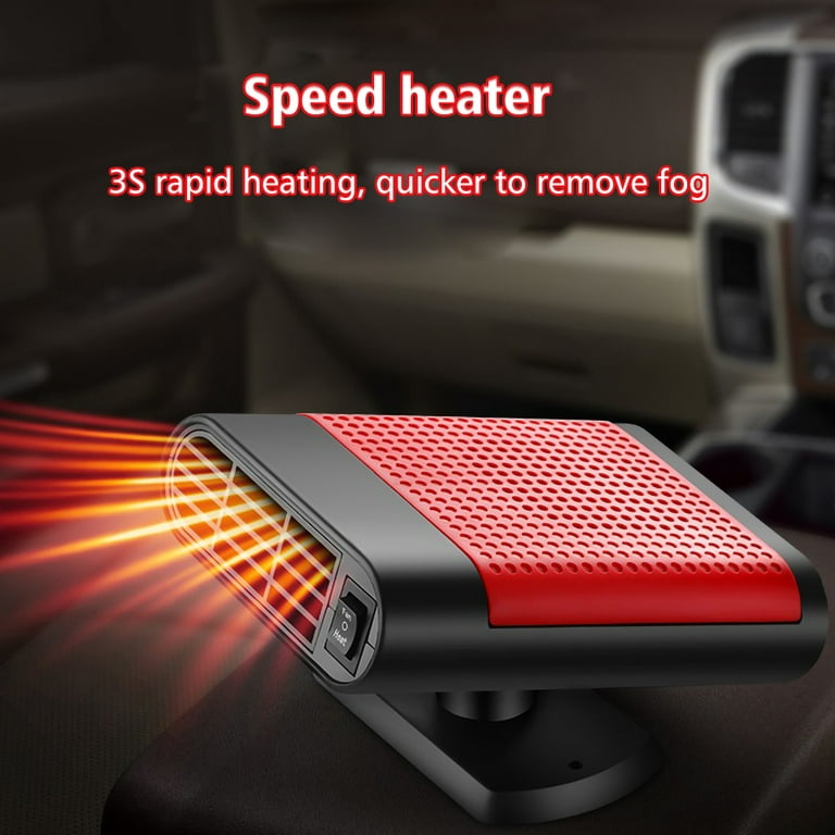 SDJMa Car Heater, 12V 150W 360° Rotatable Portable Compact Defrost Defogger  for Car Windshield with Strong Double-Sided Adhesive Base, 2-in-1 Fast