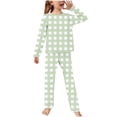 thumbnail image 2 of Amidoa Girls Summer Outfits 2 Piece Long Sleeve Cute Print Homewear Top and Pants Kids Clothing Sets Green Size 12, 2 of 3