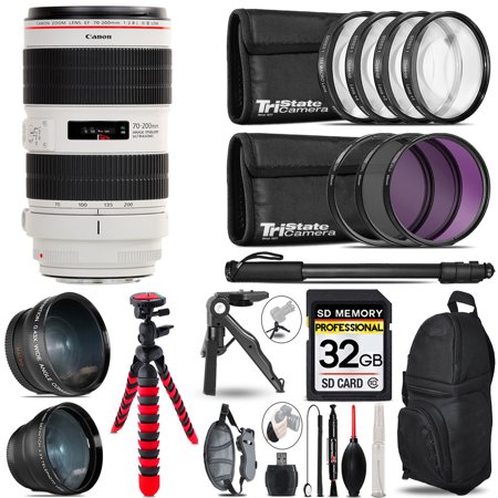Canon EF 70-200mm f/2.8L IS III USM Lens - 3 Lens Kit + Tripod + Backpack - 32GB Accessory Bundle