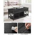 thumbnail image 3 of VASAGLE Table Basse Industrielle Relevable avec Compartiments Cachés et Étagère de Rangement, Noir avec Grain de Bois, 3 of 6