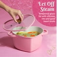 thumbnail image 6 of Paris Hilton 4.6 Quart Heart-Shaped Dutch Oven Pot with Lid, Clean Ceramic™ Nonstick Coating & Silicone Rim Glass Lid, Pink, 6 of 8