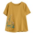 thumbnail image 4 of Camisas de Manga Corta para las Mujeres Blusas de Cuello Redondo con Botones Casuales, Camisa de Verano de Moda para Diarios Y Fiestas, 4 of 6