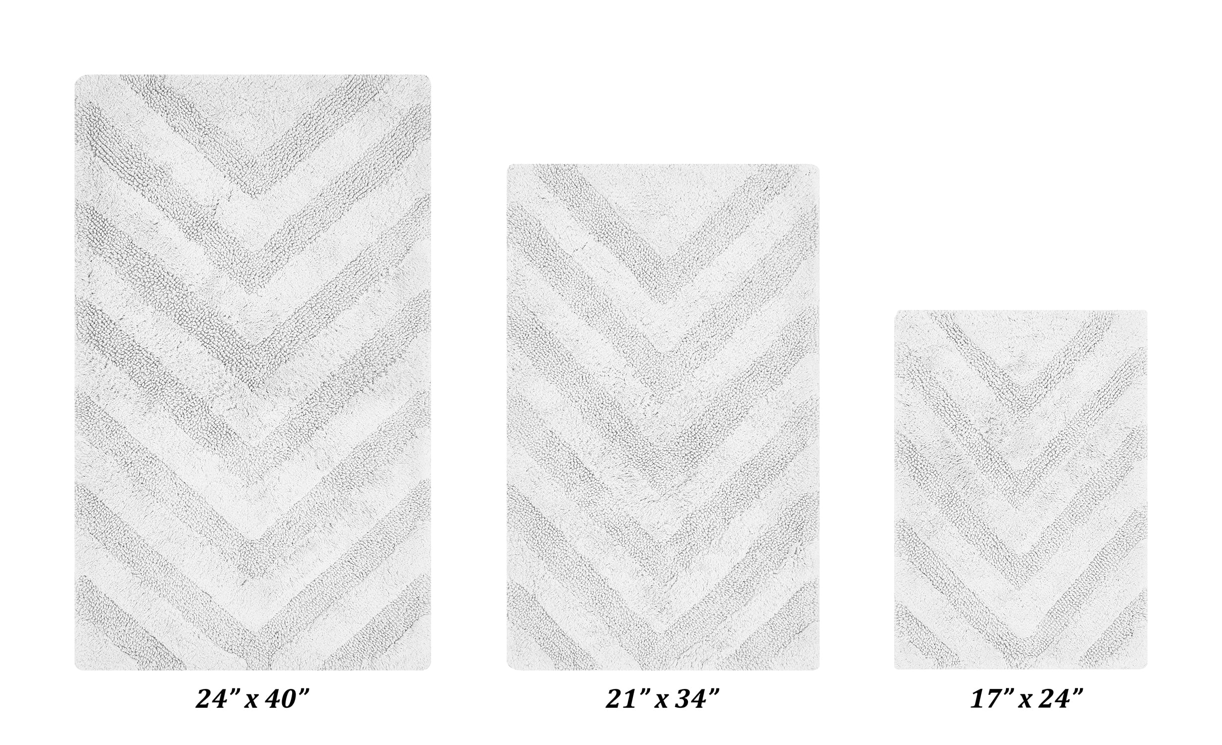 Better Trends 3 Piece Bathroom Rug Set 100% Cotton Extra Soft Tufted Bath Rug Water Absorbent Non-Slip Bath Mat Machine Washable (White) Hugo Collection