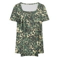 thumbnail image 4 of ITSAME Blouse for Womens, Square Neck Plus Size Florla Prints Summer 2025 Tunic Tops Army Green 2XL, 4 of 4