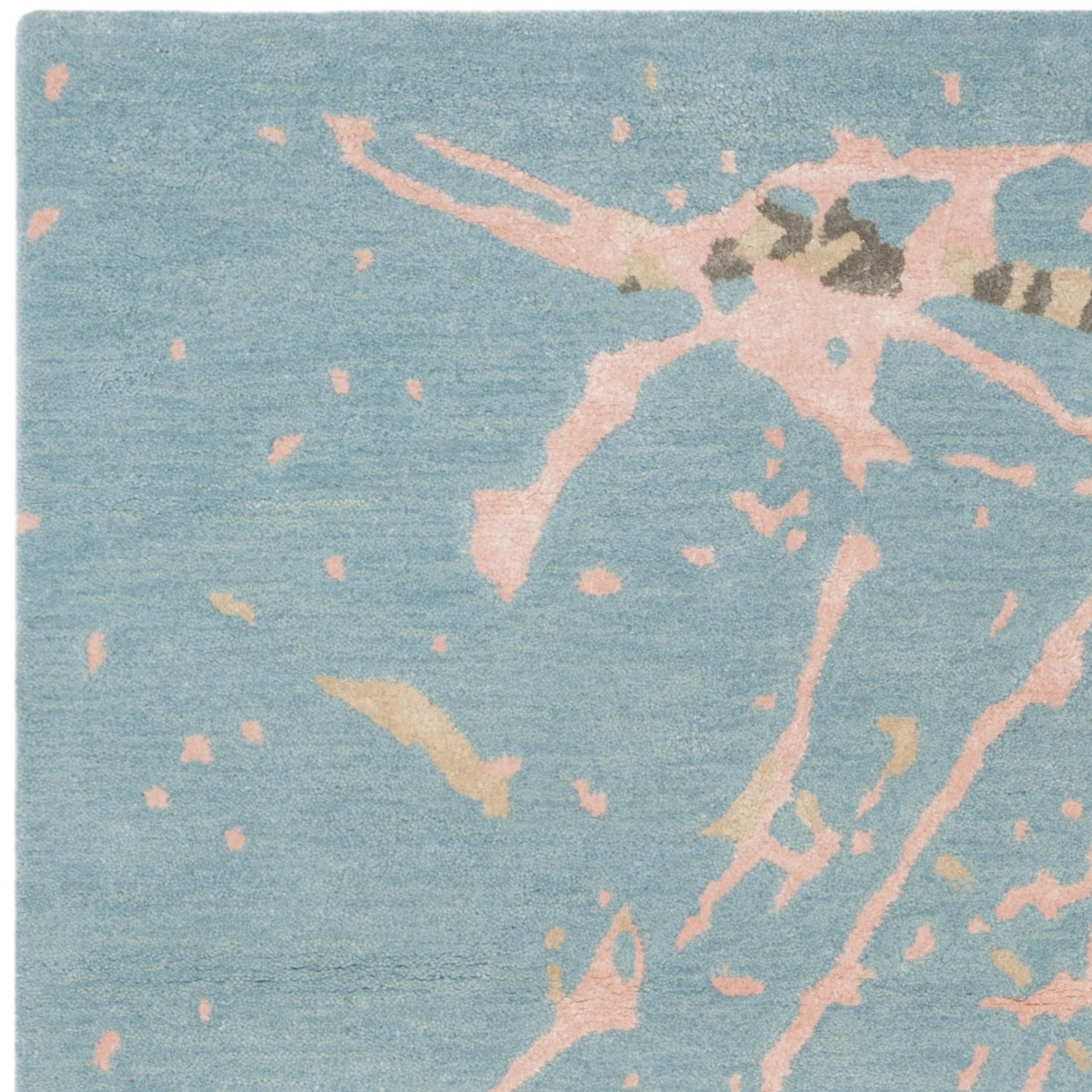 SAFAVIEH Soho Daffodil Abstract Area Rug, Blue/Light Pink, 5' x 8'