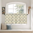 thumbnail image 2 of Yellow Flower Pattern Tier Curtains 24 Inch Length, Vintage Botanical Floral Simple Yellow Cafe Short Curtains for Bathroom Sink, Small Kitchen Curtain Light Filtering Drapes 2 Panels 27.5"Wx24"L, 2 of 8