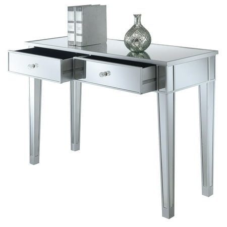 Convenience Concepts Gold Coast Mirrored Desk Vanity Walmart Com