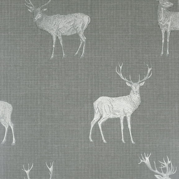 Arthouse Hank Grey Stag Wallpaper