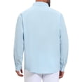 thumbnail image 3 of INSPIRE CHIC Back to School Men's Long Sleeve Button Down Solid Linen Dress Shirt S Light Blue, 3 of 6